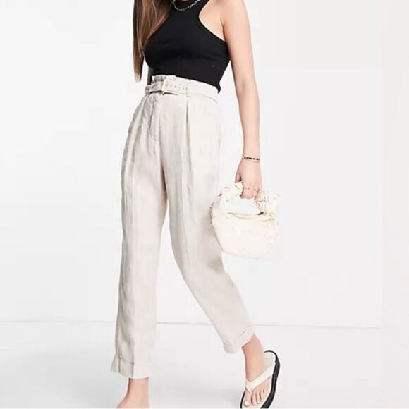 & Other Stories Belted Linen Trousers- Size 2 - Picture 1 of 10